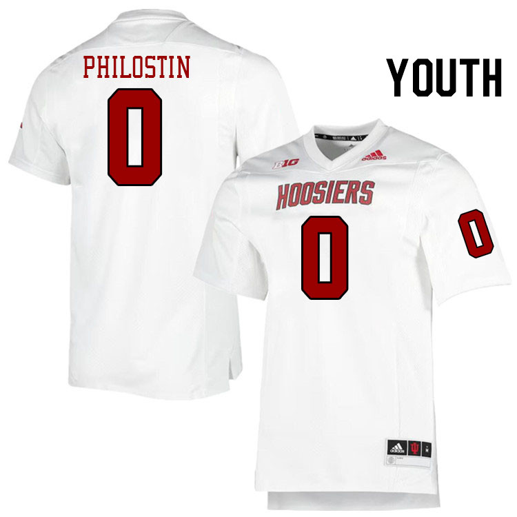 Youth #0 Josh Philostin Indiana Hoosiers College Football Jerseys Stitched-Retro White